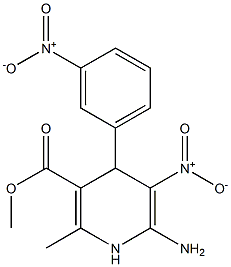 6-Amino-1,4-dihydro-2-methyl-5-nitro-4-[3-nitrophenyl]nicotinic acid methyl ester Struktur