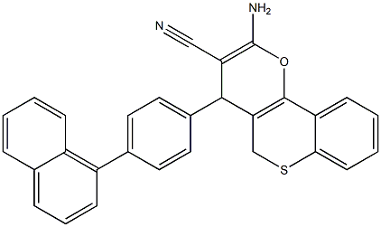 2-Amino-4-[4-(1-naphtyl)phenyl]-4H,5H-[1]benzothiopyrano[4,3-b]pyran-3-carbonitrile Struktur