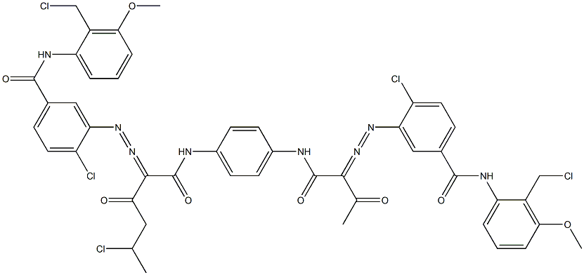 3,3'-[2-(1-Chloroethyl)-1,4-phenylenebis[iminocarbonyl(acetylmethylene)azo]]bis[N-[2-(chloromethyl)-3-methoxyphenyl]-4-chlorobenzamide] Struktur