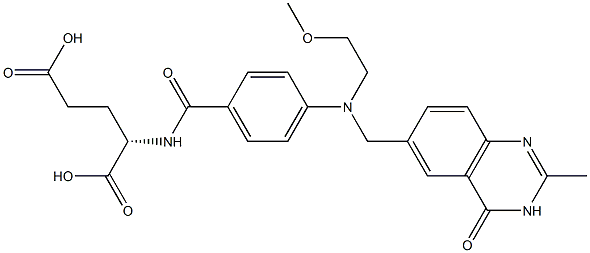 (2S)-2-[4-[N-[(3,4-Dihydro-2-methyl-4-oxoquinazolin)-6-ylmethyl]-N-(2-methoxyethyl)amino]benzoylamino]glutaric acid Struktur