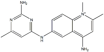 4-Amino-6-[(2-amino-6-methyl-4-pyrimidinyl)amino]-1,2-dimethylquinolinium Struktur