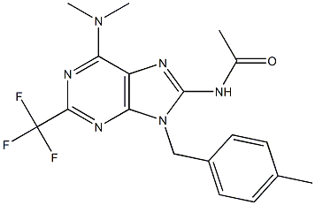 6-Dimethylamino-9-(4-methylbenzyl)-2-trifluoromethyl-8-acetylamino-9H-purine Struktur