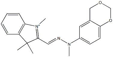 2-[2-(1,3-Benzodioxane-6-yl)-2-(methyl)hydrazonomethyl]-1,3,3-trimethyl-3H-indolium Struktur