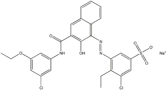 3-Chloro-4-ethyl-5-[[3-[[(3-chloro-5-ethoxyphenyl)amino]carbonyl]-2-hydroxy-1-naphtyl]azo]benzenesulfonic acid sodium salt Struktur