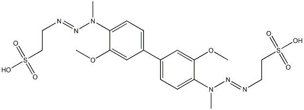 2,2'-[(3,3'-Dimethoxy[1,1'-biphenyl]-4,4'-diyl)bis(3-methyltriazene-1,3-diyl)]bis(ethanesulfonic acid) Struktur