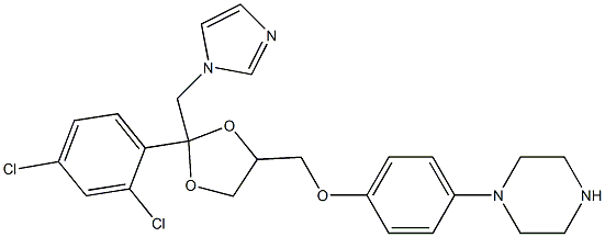 4-[4-[[2-(2,4-Dichlorophenyl)-2-(1H-imidazol-1-ylmethyl)-1,3-dioxolan-4-yl]methoxy]phenyl]piperazine Struktur