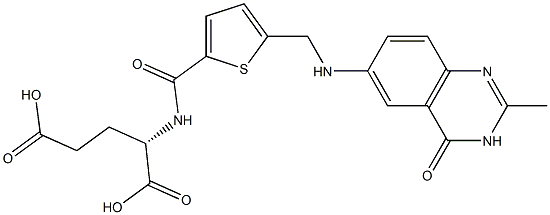 (S)-2-[5-[[N-[(3,4-Dihydro-2-methyl-4-oxoquinazolin)-6-yl]amino]methyl]-2-thienylcarbonylamino]glutaric acid Struktur