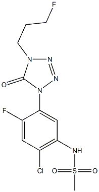 1-(2-Fluoro-4-chloro-5-methylsulfonylaminophenyl)-4-(3-fluoropropyl)-1H-tetrazol-5(4H)-one Struktur