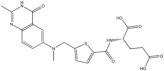 (S)-2-[5-[[N-[(3,4-Dihydro-2-methyl-4-oxoquinazolin)-6-yl]-N-methylamino]methyl]-2-thienylcarbonylamino]glutaric acid Struktur