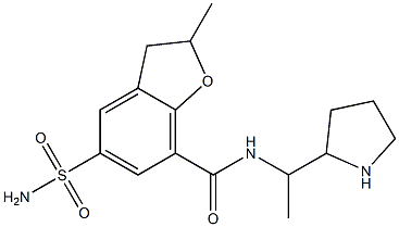 2,3-Dihydro-2-methyl-5-(aminosulfonyl)-N-[1-methyl-2-pyrrolidinylmethyl]benzofuran-7-carboxamide Struktur