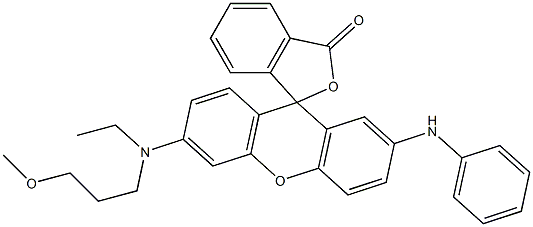 2'-Anilino-6'-[N-ethyl-N-(3-methoxypropyl)amino]spiro[phthalide-3,9'-[9H]xanthene] Struktur