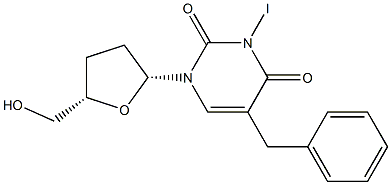 5-[Benzyl]-3-iodo-2',3'-dideoxyuridine Struktur