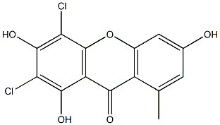 2,4-Dichloro-1,3,6-trihydroxy-8-methylxanthone Struktur