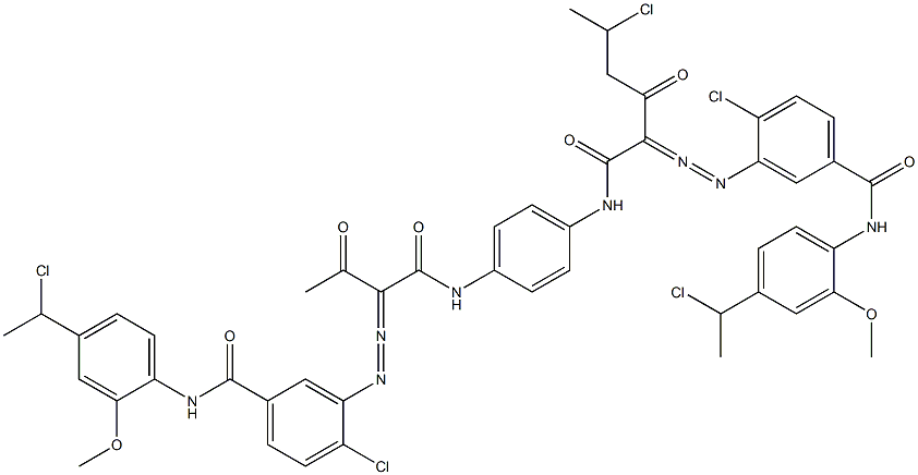 3,3'-[2-(1-Chloroethyl)-1,4-phenylenebis[iminocarbonyl(acetylmethylene)azo]]bis[N-[4-(1-chloroethyl)-2-methoxyphenyl]-4-chlorobenzamide] Struktur