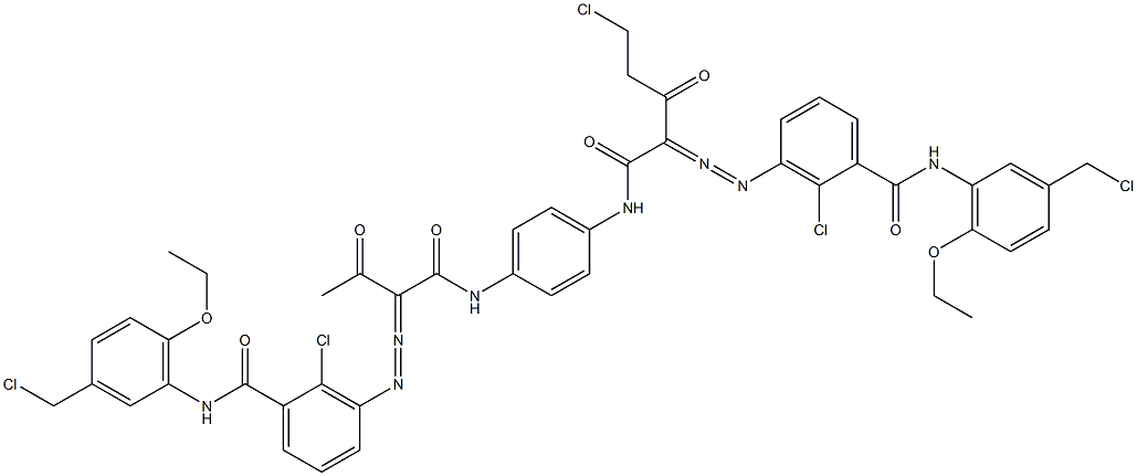 3,3'-[2-(Chloromethyl)-1,4-phenylenebis[iminocarbonyl(acetylmethylene)azo]]bis[N-[3-(chloromethyl)-6-ethoxyphenyl]-2-chlorobenzamide] Struktur