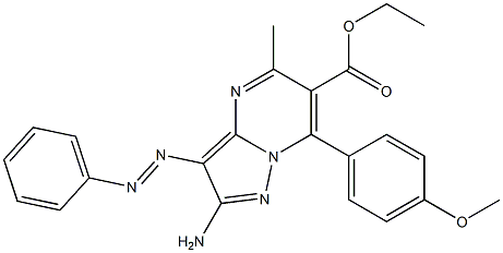 2-Amino-3-phenylazo-5-methyl-7-(4-methoxyphenyl)pyrazolo[1,5-a]pyrimidine-6-carboxylic acid ethyl ester Struktur