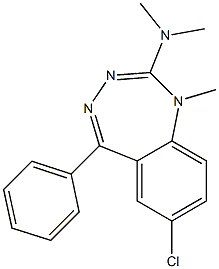 7-Chloro-1-methyl-5-phenyl-2-dimethylamino-1H-1,3,4-benzotriazepine Struktur