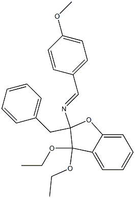 2-Benzyl-3,3-diethoxy-2,3-dihydro-2-(p-methoxybenzylideneamino)benzofuran Struktur