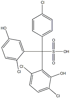 (4-Chlorophenyl)(2-chloro-5-hydroxyphenyl)(2,5-dichloro-6-hydroxyphenyl)methanesulfonic acid Struktur