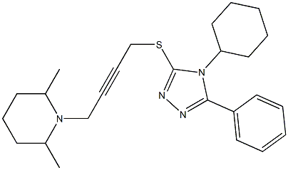 4-Cyclohexyl-5-phenyl-3-[[4-(2,6-dimethylpiperidino)-2-butynyl]thio]-4H-1,2,4-triazole Struktur