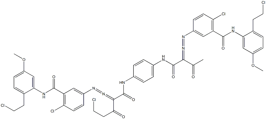 3,3'-[2-(Chloromethyl)-1,4-phenylenebis[iminocarbonyl(acetylmethylene)azo]]bis[N-[2-(2-chloroethyl)-5-methoxyphenyl]-6-chlorobenzamide] Struktur