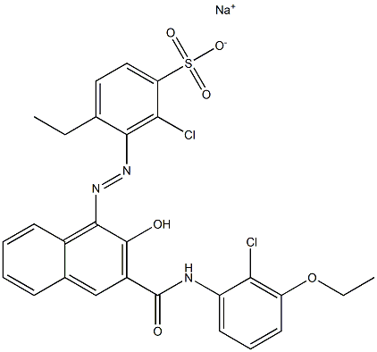 2-Chloro-4-ethyl-3-[[3-[[(2-chloro-3-ethoxyphenyl)amino]carbonyl]-2-hydroxy-1-naphtyl]azo]benzenesulfonic acid sodium salt Struktur