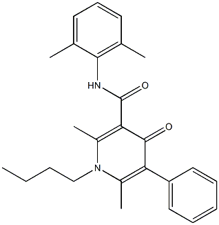 1-Butyl-1,4-dihydro-2,6-dimethyl-5-phenyl-N-(2,6-dimethylphenyl)-4-oxopyridine-3-carboxamide Struktur