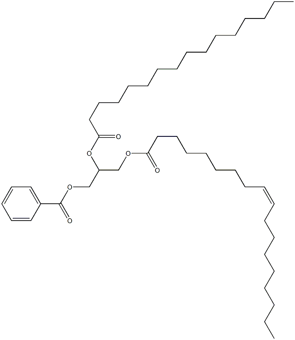 Glycerin 1-oleate 2-palmitate 3-benzoate Struktur