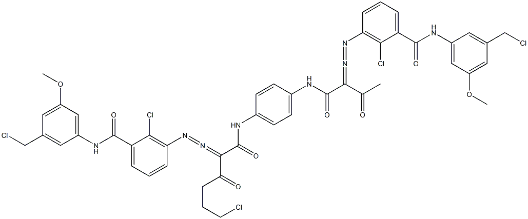 3,3'-[2-(2-Chloroethyl)-1,4-phenylenebis[iminocarbonyl(acetylmethylene)azo]]bis[N-[3-(chloromethyl)-5-methoxyphenyl]-2-chlorobenzamide] Struktur