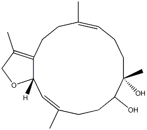 (6E,10S,14E,15aS)-2,4,5,8,9,10,11,12,13,15a-Decahydro-3,6,10,14-tetramethylcyclotetradeca[b]furan-10,11-diol Struktur