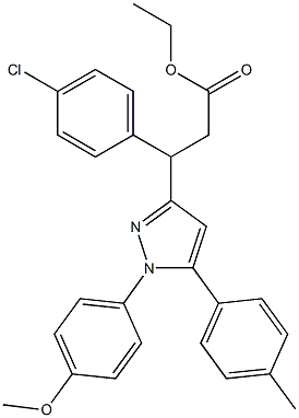 3-(4-Chlorophenyl)-3-[[1-(4-methoxyphenyl)-5-(4-methylphenyl)-1H-pyrazol]-3-yl]propanoic acid ethyl ester Struktur