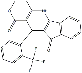 4,5-Dihydro-2-methyl-4-(2-(trifluoromethyl)phenyl)-5-oxo-1H-indeno[1,2-b]pyridine-3-carboxylic acid methyl ester Struktur