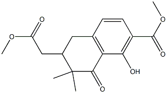 8-Hydroxy-7-(methoxycarbonyl)-2,2-dimethyl-1-oxo-1,2,3,4-tetrahydro-3-naphthaleneacetic acid methyl ester Struktur