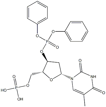 Thymidine 3',5'-bis(phosphoric acid diphenyl) ester Struktur