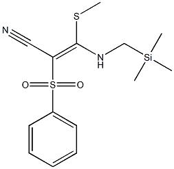 (E)-3-Methylthio-2-phenylsulfonyl-3-[(trimethylsilylmethyl)amino]acrylonitrile Struktur