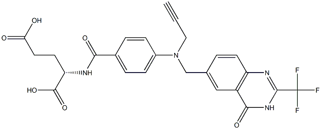 (2S)-2-[4-[N-[(3,4-Dihydro-2-trifluoromethyl-4-oxoquinazolin)-6-ylmethyl]-N-(2-propynyl)amino]benzoylamino]glutaric acid Struktur