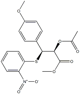 (2S,3S)-2-Acetoxy-3-(4-methoxyphenyl)-3-[(2-nitrophenyl)thio]propionic acid methyl ester Struktur