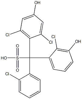 (2-Chlorophenyl)(2-chloro-3-hydroxyphenyl)(2,6-dichloro-4-hydroxyphenyl)methanesulfonic acid Struktur