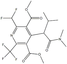 4-[1-(Dimethylcarbamoyl)-2-methylpropyl]-2-(difluoromethyl)-6-(trifluoromethyl)pyridine-3,5-dicarboxylic acid dimethyl ester Struktur