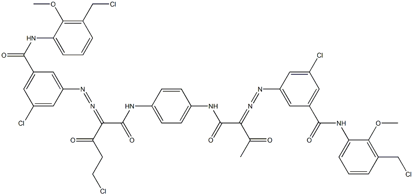 3,3'-[2-(Chloromethyl)-1,4-phenylenebis[iminocarbonyl(acetylmethylene)azo]]bis[N-[3-(chloromethyl)-2-methoxyphenyl]-5-chlorobenzamide] Struktur