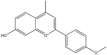 4-Methyl-7-hydroxy-2-(4-methoxyphenyl)-1-benzopyrylium Struktur