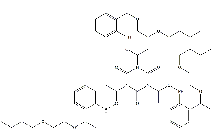 1,3,5-Tris[1-[2-[1-[(2-butoxyethyl)oxy]ethyl]phenylphosphinooxy]ethyl]-1,3,5-triazine-2,4,6(1H,3H,5H)-trione Struktur