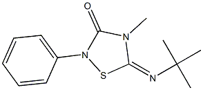 4-Methyl-2-phenyl-5-(tert-butylimino)-4,5-dihydro-1,2,4-thiadiazol-3(2H)-one Struktur