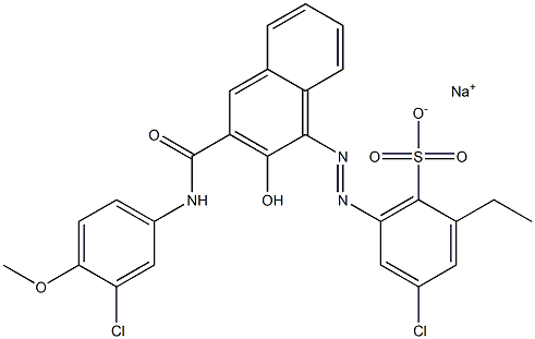 4-Chloro-2-ethyl-6-[[3-[[(3-chloro-4-methoxyphenyl)amino]carbonyl]-2-hydroxy-1-naphtyl]azo]benzenesulfonic acid sodium salt Struktur