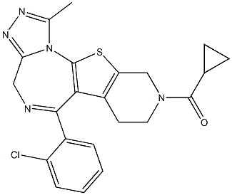 1-Methyl-6-(2-chlorophenyl)-9-[cyclopropylcarbonyl]-7,8,9,10-tetrahydro-4H-pyrido[4',3':4,5]thieno[3,2-f][1,2,4]triazolo[4,3-a][1,4]diazepine Struktur