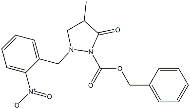 4-Methyl-2-(2-nitrobenzyl)-5-oxopyrazolidine-1-carboxylic acid benzyl ester Struktur