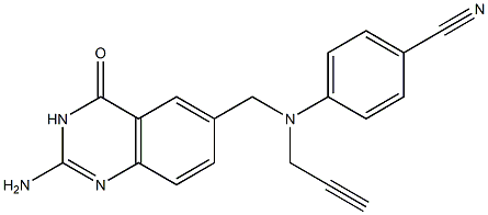 4-[N-[(2-Amino-3,4-dihydro-4-oxoquinazolin)-6-ylmethyl]-N-(2-propynyl)amino]benzonitrile Struktur