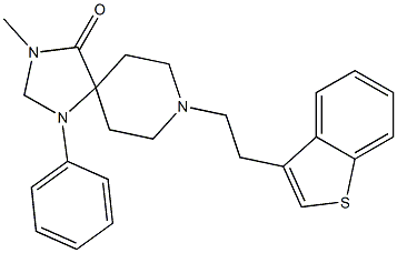 8-[2-(Benzo[b]thiophen-3-yl)ethyl]-3-methyl-1-phenyl-1,3,8-triazaspiro[4.5]decan-4-one Struktur