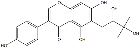 5,7-Dihydroxy-3-(4-hydroxyphenyl)-6-(2,3-dihydroxy-3-methylbutyl)-4H-1-benzopyran-4-one Struktur