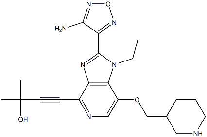 (S)-4-(2-(4-amino-1,2,5-oxadiazol-3-yl)-1-ethyl-7-(piperidin-3-ylmethoxy)-1H-imidazo[4,5-c]pyridin-4-yl)-2-methylbut-3-yn-2-ol Struktur